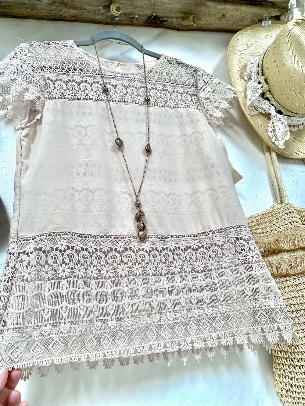Anthropologie ADIVA Romantic crochet lace boho blouse w shabby chic prairie vibe